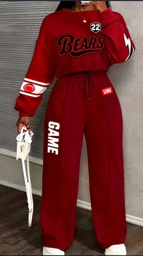 Women's solid colour loose slim fit casual two-piece suit in Style1 with Asian sizing options