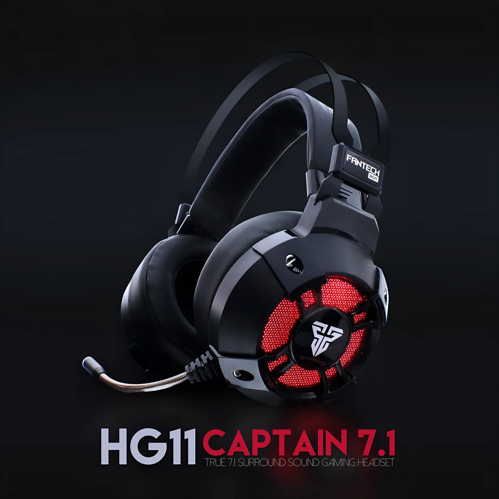 Wired black gaming headset with built-in microphone and 2.2 metre cable on a desk