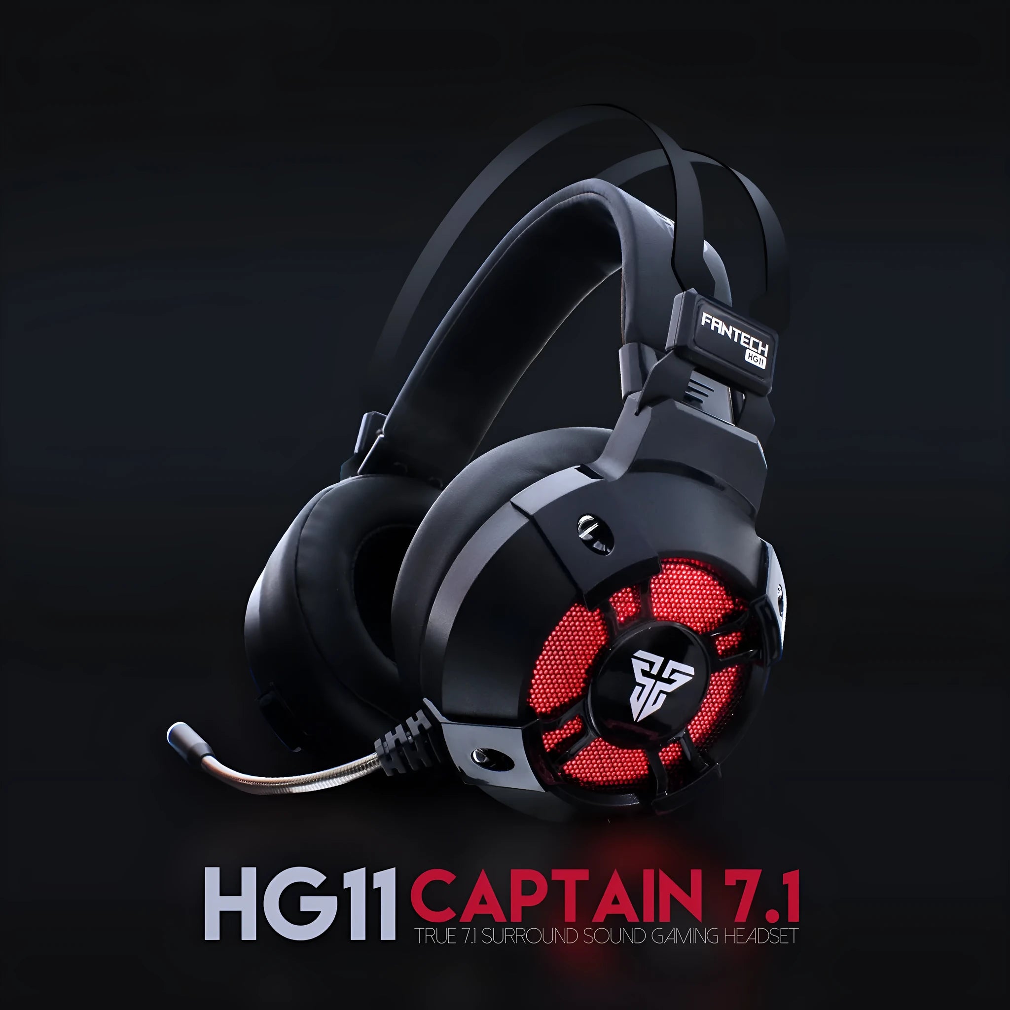 Wired black gaming headset with built-in microphone and 2.2 metre cable on a desk