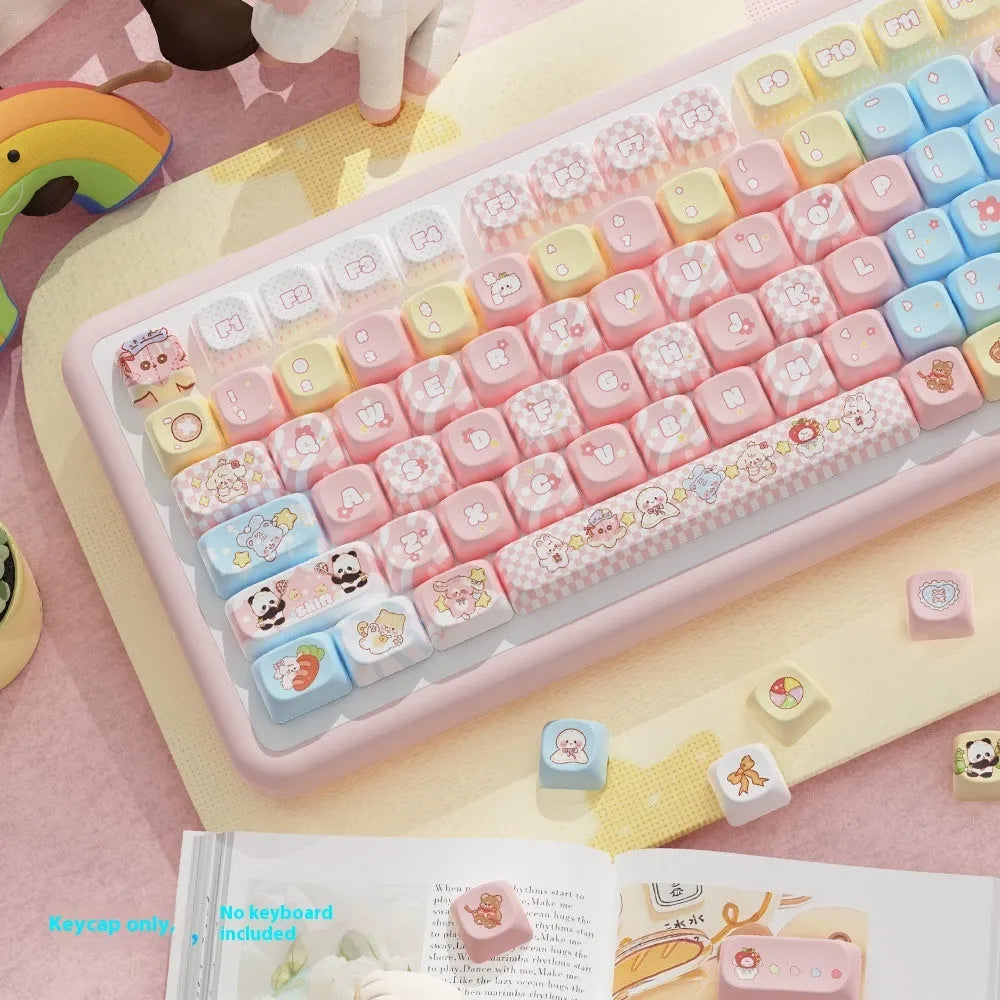 Clip Doll anime character mechanical keyboard keycap set with colourful sublimation printing.