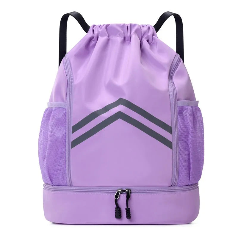 Men's reflective drawstring sports backpack in Oxford cloth for basketball and hiking