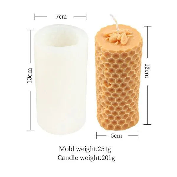 3D honeycomb silicone candle mould in white, irregular shape for DIY scented candle making