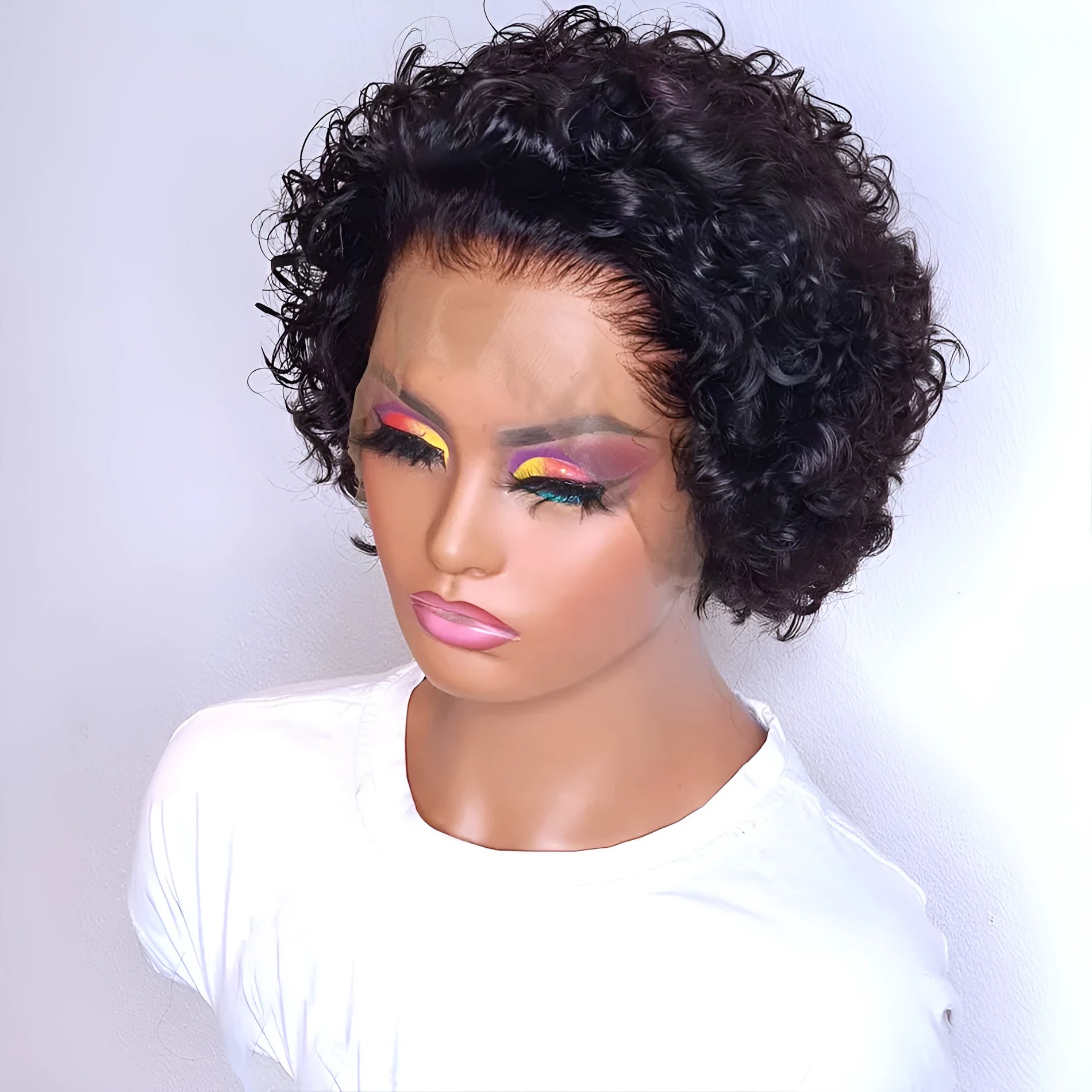 Black human hair wig cover in natural style, colour 13x1, shown ready for daily wear