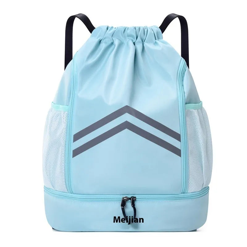 Men's reflective drawstring sports backpack in Oxford cloth for basketball and hiking