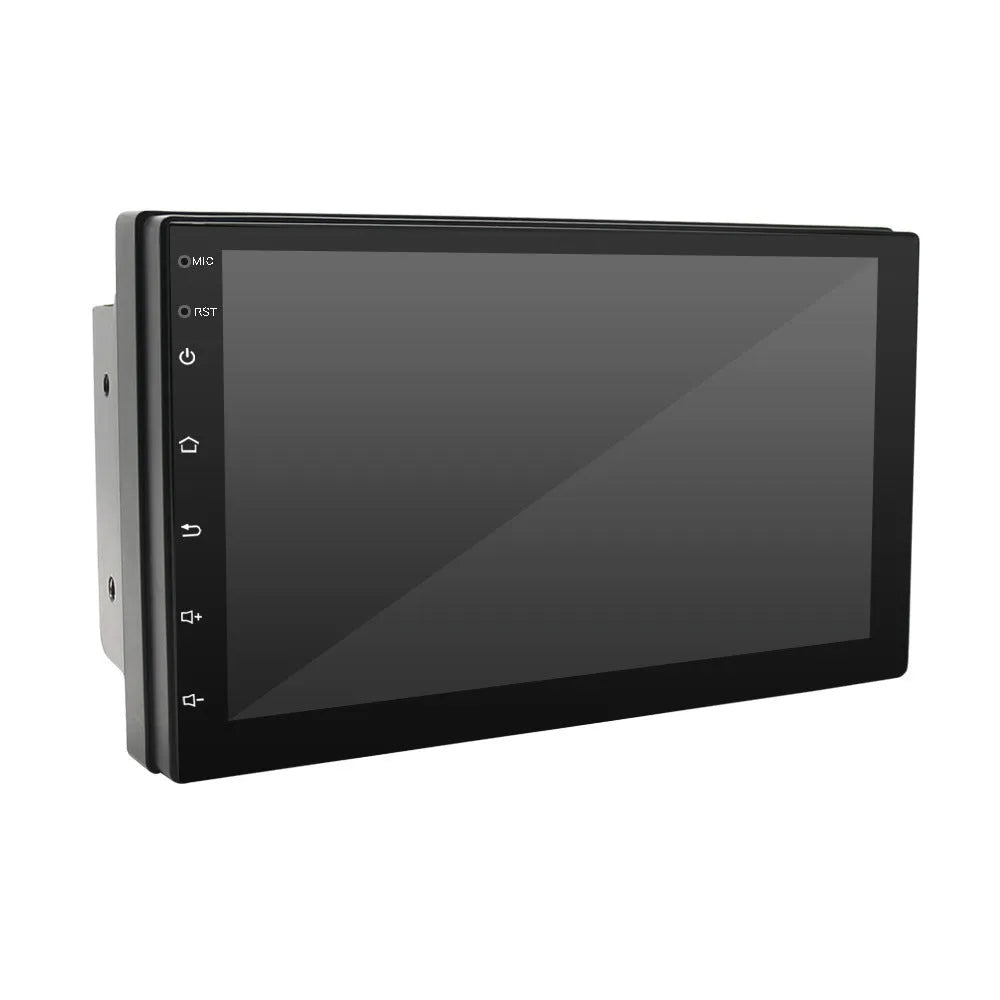 Black universal car MP5 player with 7-inch screen showing GPS navigation interface
