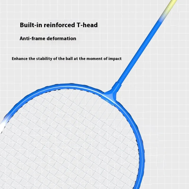Pair of blue and red ultra-light alloy badminton rackets with split frame.