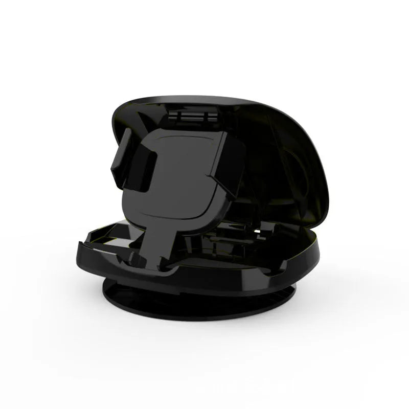 Black plastic rotating car phone bracket with suction cup mount for windscreen or dashboard installation
