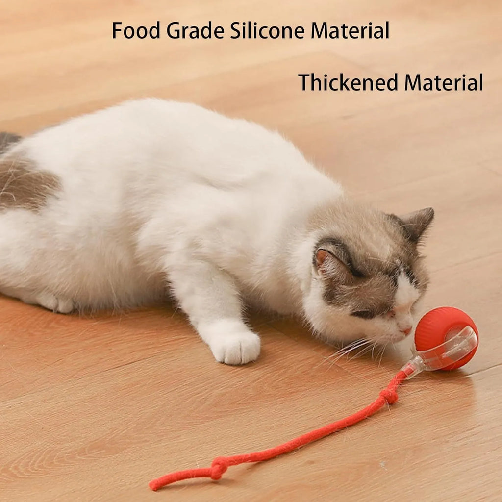 Interactive rolling ball toy with rope for dogs and cats, grey colour option