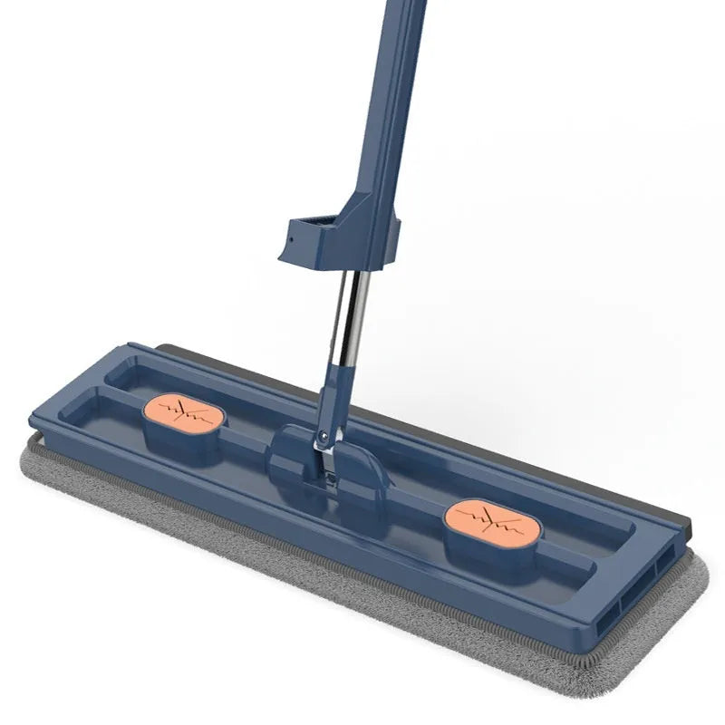 New style large flat mop with 137cm stainless steel handle, 360 rotating head, fine fibre cloth, white or blue, for hard floors