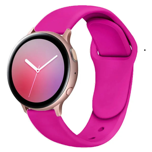 Galaxy Watch Active 2 silicone sports strap in multiple colours showing reverse buckle design