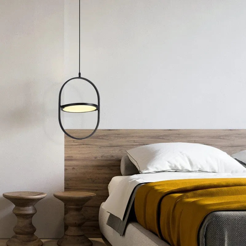 Nordic reversible magic eye bedside lamp in black with plug power strip