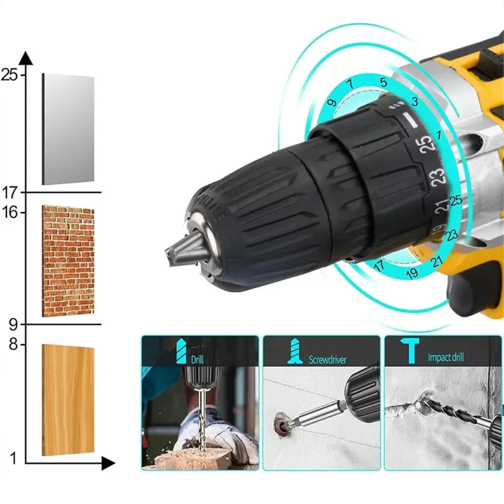 Brushed impact drill with lithium battery 18V-21V two-speed industrial hand drill