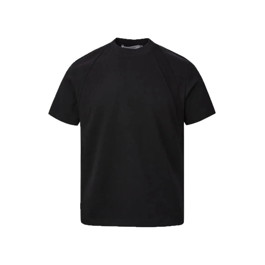 Loose grey short sleeve top with textured air layer stitching detail on the front