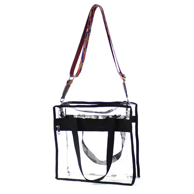 Women's transparent PVC messenger bag with crossbody strap in multiple colour options