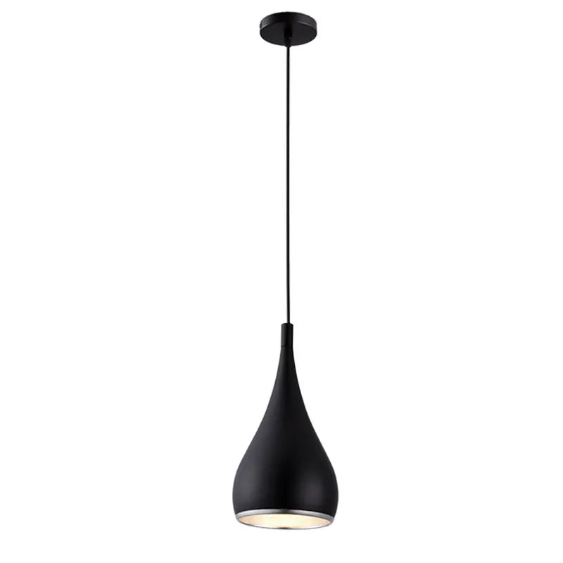 Minimalist iron chandelier pendant light in black finish with three bulb heads.
