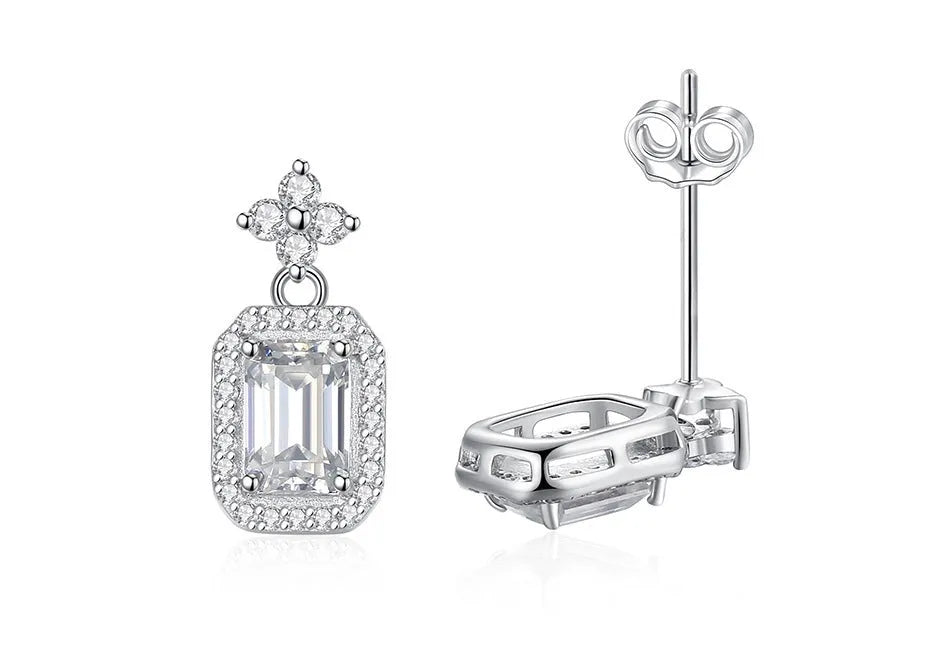 Pair of rectangular 925 silver women's earrings with electroplated finish, MSE23040303