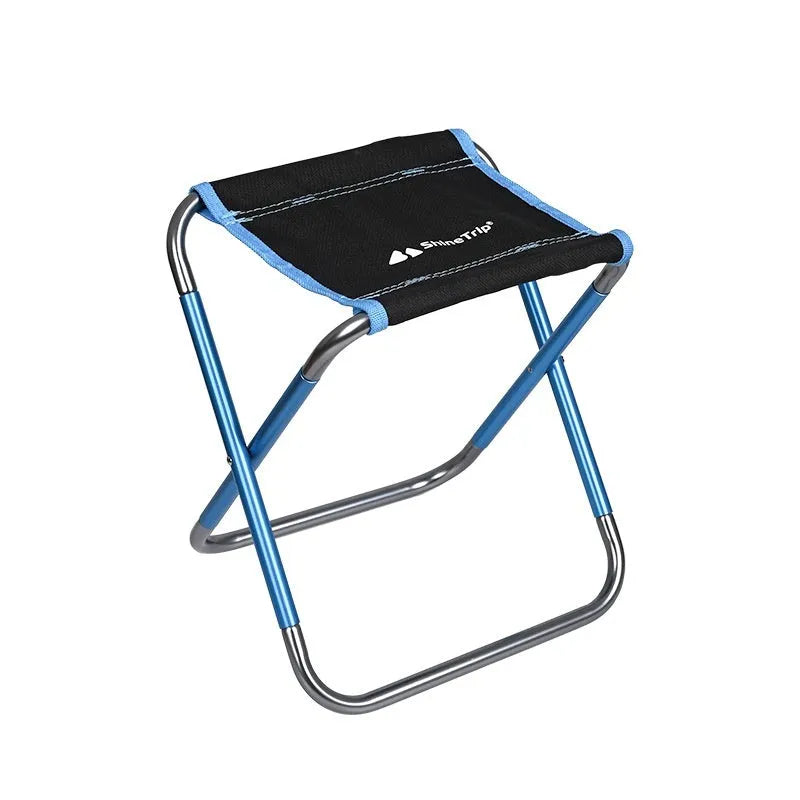 Black 7075 aluminum alloy folding stool with ethnic style design for portable outdoor seating