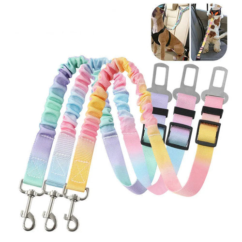 Orange Pink gradient elastic hand holding rope for pets, 60-80cm long, polyester material