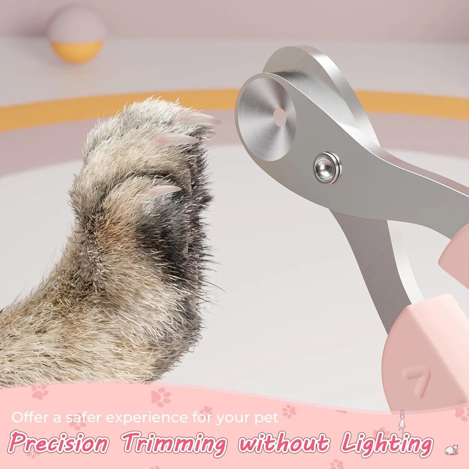 Pet nail clipper with round positioning hole and non-slip handle in blue colour