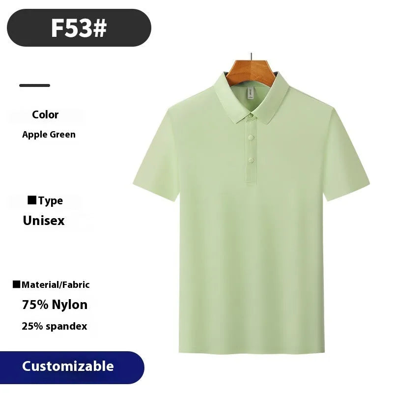 Man's brocade polo shirt in apple green with ammonia seamless short sleeves for summer sports