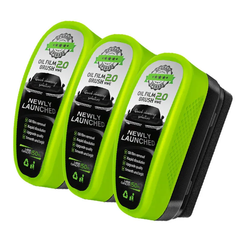Green car glass wiper oil film remover with crystal plating coating, 150ml bottle and cloth