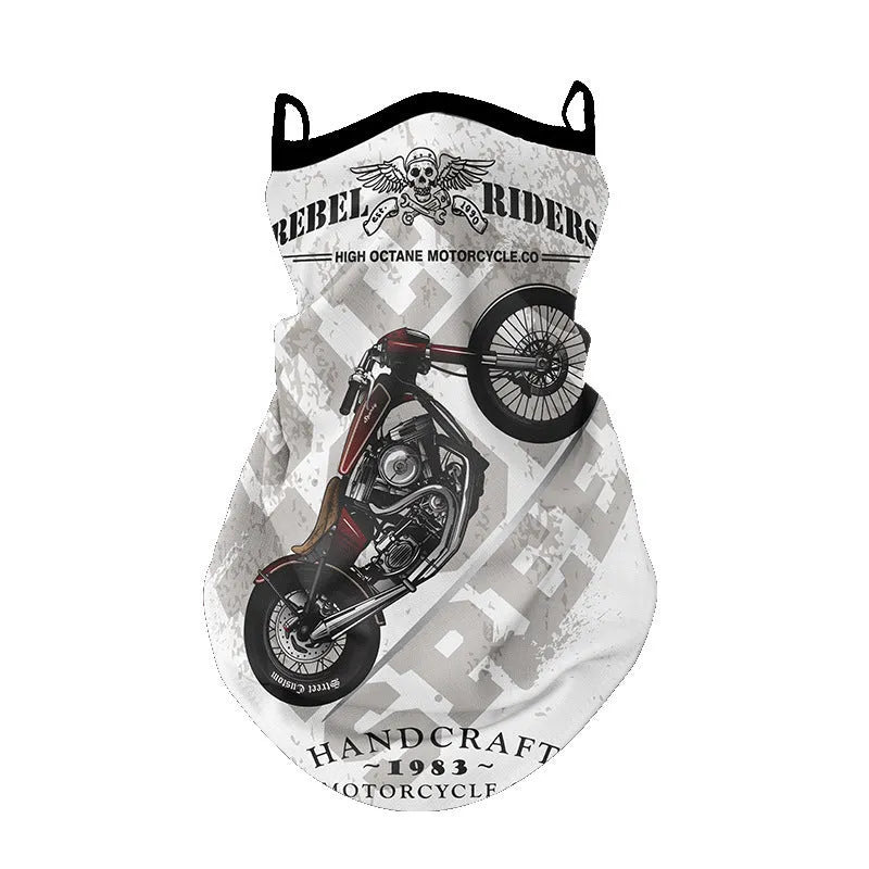 Lycra spandex full face and neck protection sun mask showing skull and floral design options