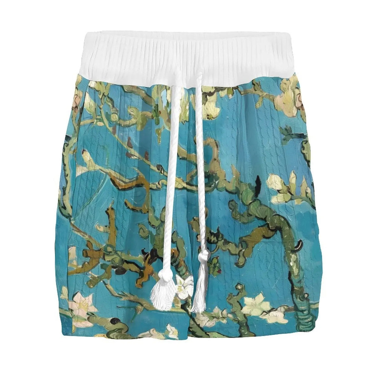 3D printed casual knitted shorts men's suit in peacock blue, polyester fibre, top and trousers set