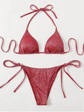 Women's split bandage style bikini swimsuit in multiple colours with briefs bottoms