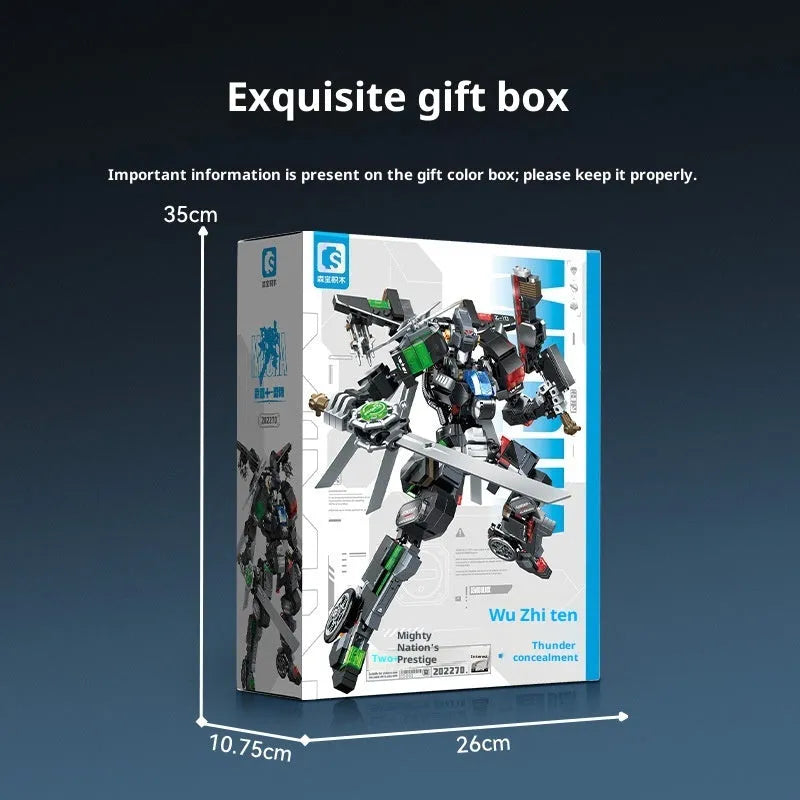Wu Zhishi Lei Yin God of War plastic building blocks in colour box, small particle assembly model for teenagers