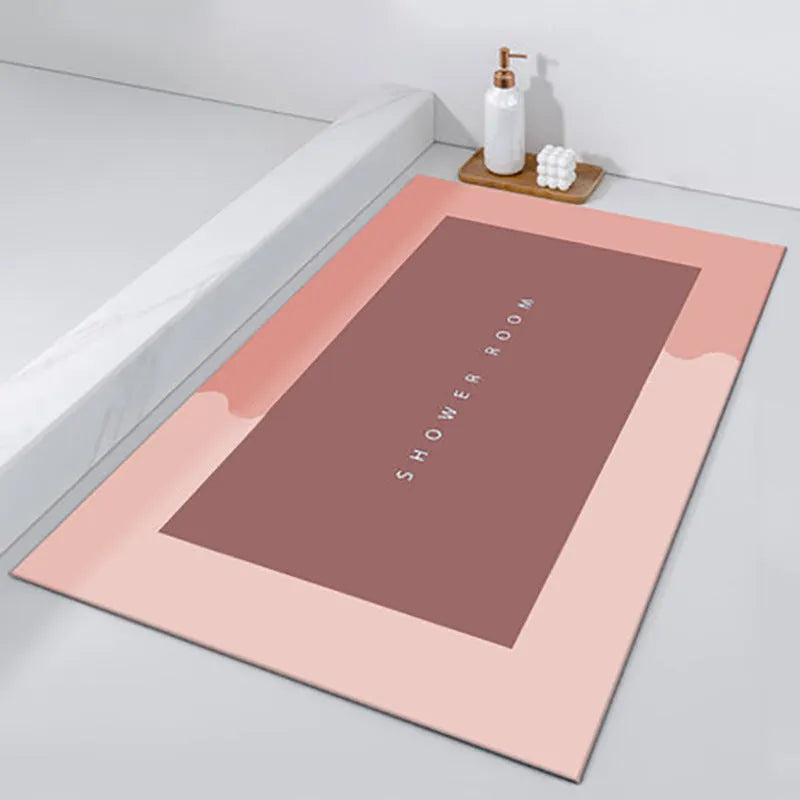 Quick-drying bathroom floor mat with natural rubber backing in Baikal blue colour