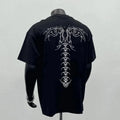 Men's black loose fit cotton T-shirt with printing decoration for business commute wear
