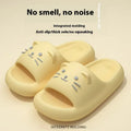 Indoor non-slip PVC bathroom sandals with cartoon print, black pair, suitable for men and women as couples slippers