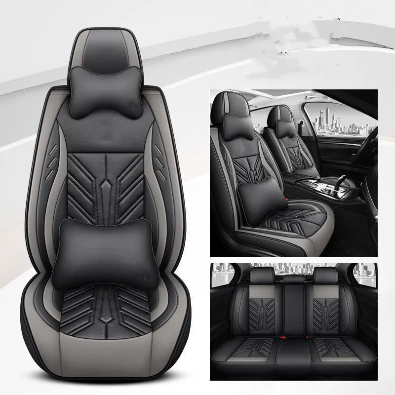 Full-leather car seat cushion with contrast stitching in multiple colour options