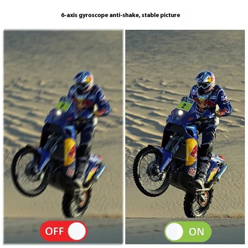 Black HD dual screen recorder measuring 64.5 x 45 x 31.5mm for riding and diving use
