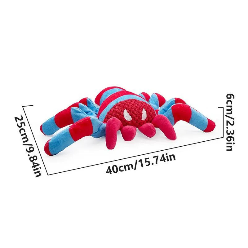 Red soft plush dog toy with squeaker for medium and large breed chewing and interactive play