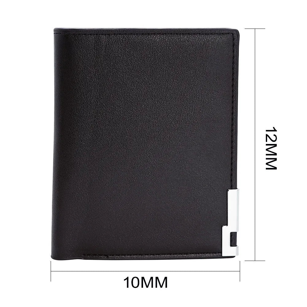 Men's brown leather wallet with a gold zipper closure laid flat.