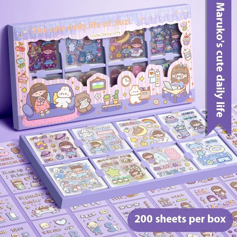 Children's sticker card notebook set with multiple colourful printed designs