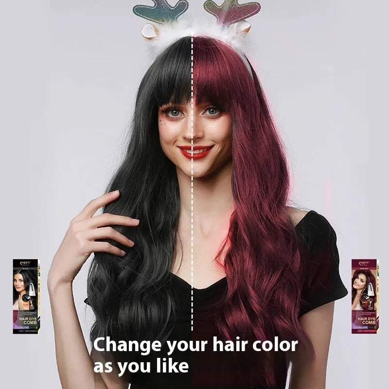 Hair dye bottle with comb applicator in Brown, Dark Brown and Wine Red 200ml shades