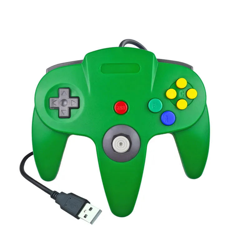 USB N64 computer game controller for PC gaming in blue colour