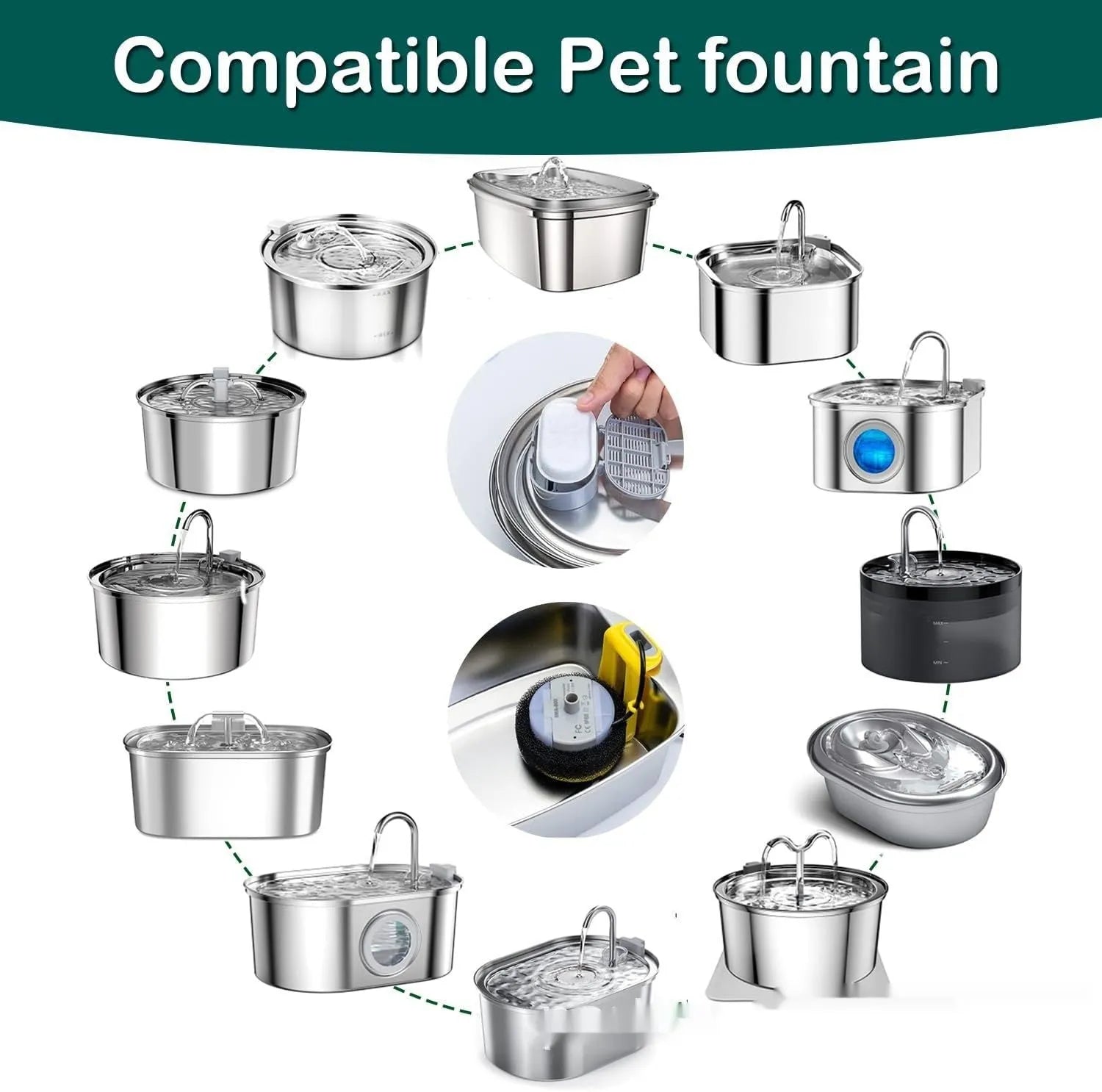 Non-woven fabric and charcoal cat water dispenser filter element in box