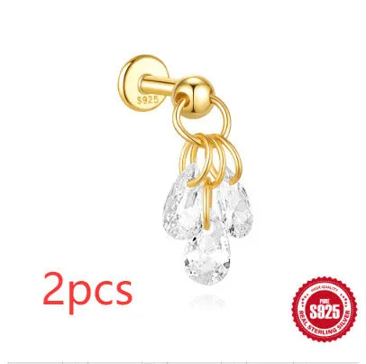 S925 sterling silver moon and star earrings with embedded diamond accents in a gold colour finish.