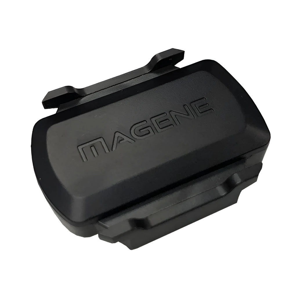 Black wireless speed cadence sensor with ANT+ and Bluetooth for cycling, S3+ ABS waterproof design