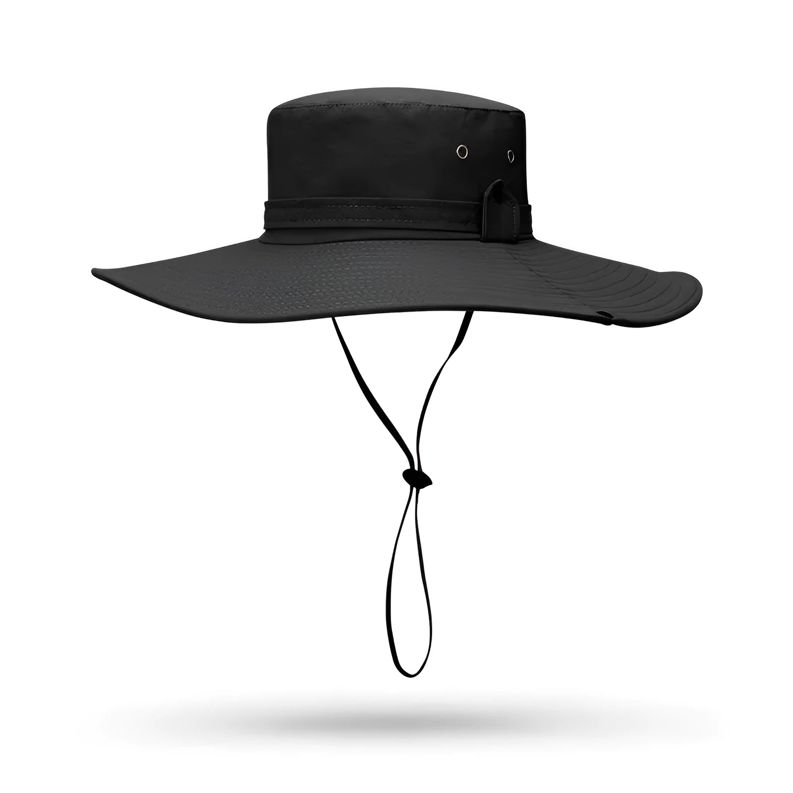 Men's adjustable fisherman sun hat in cotton linen fabric with flat top crown design