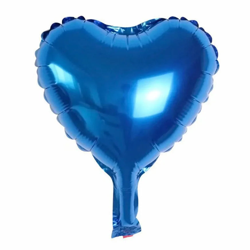 Five peach heart-shaped aluminium foil balloons in metallic colours for party decoration