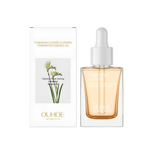 30ml glass bottle of brightening and firming facial oil with dropper applicator
