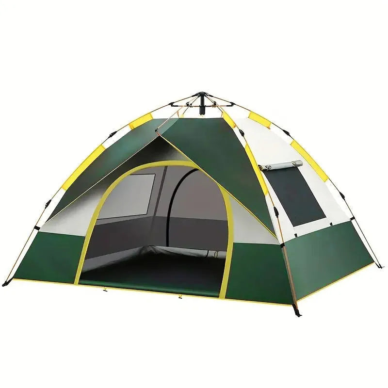 Dark green automatic quick-open camping tent for 3-4 people with waterproof construction