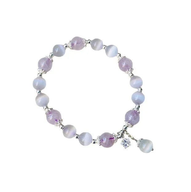Women's opal amethyst crystal moon bracelet handmade with fresh baked cute style