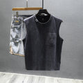 Men's solid colour cotton sleeveless t-shirt with loose fit design in black and white options