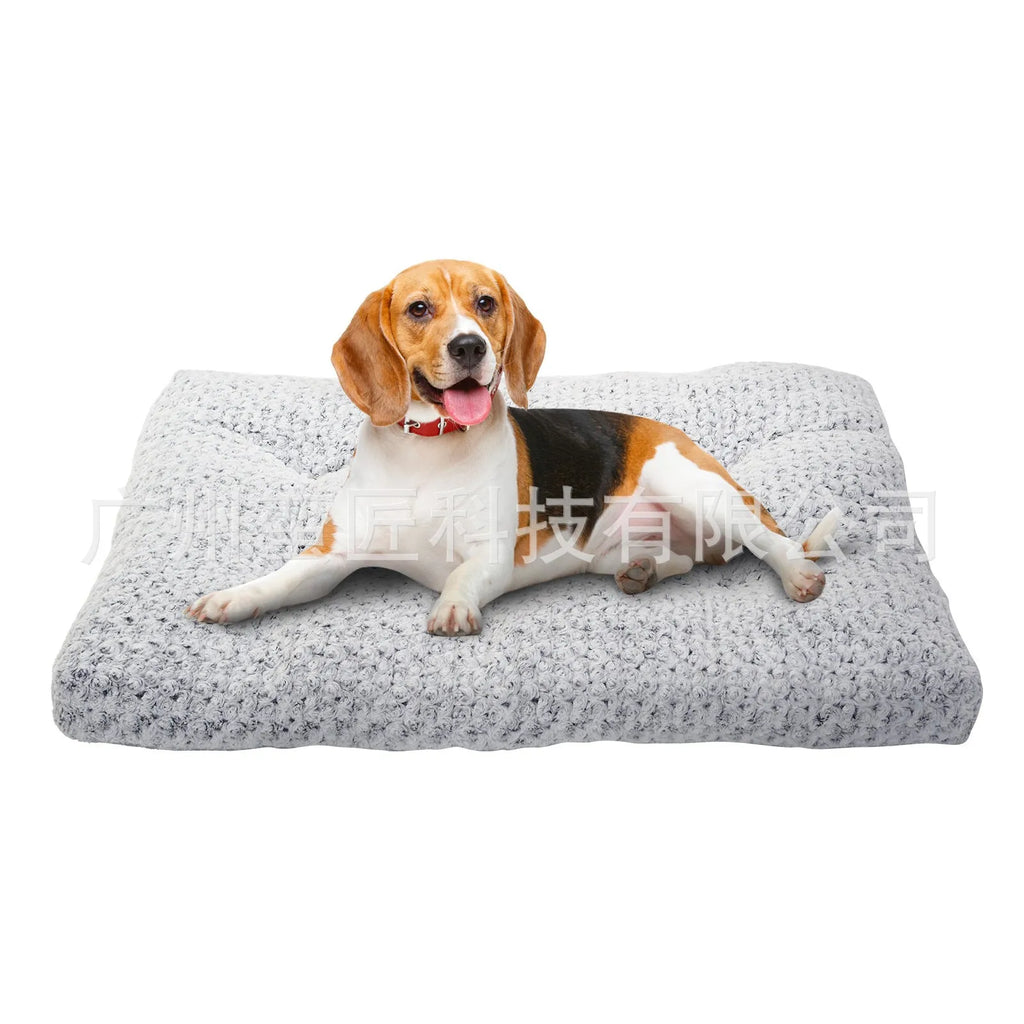 Light gray embossed velvet dog bed for small medium large dogs and cats