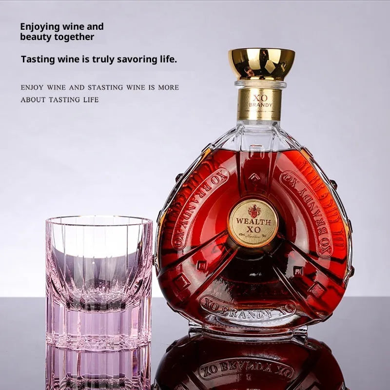 European-style transparent K9 crystal whiskey shot glass with 701-800ml capacity, simple flowering pattern